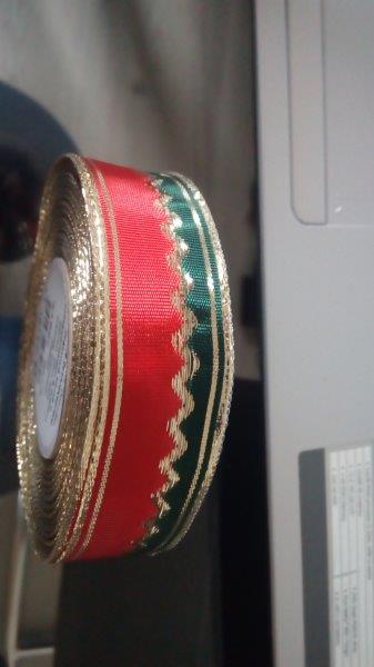 Stuha s metaloplastem a drátem 25 mm červenozelená