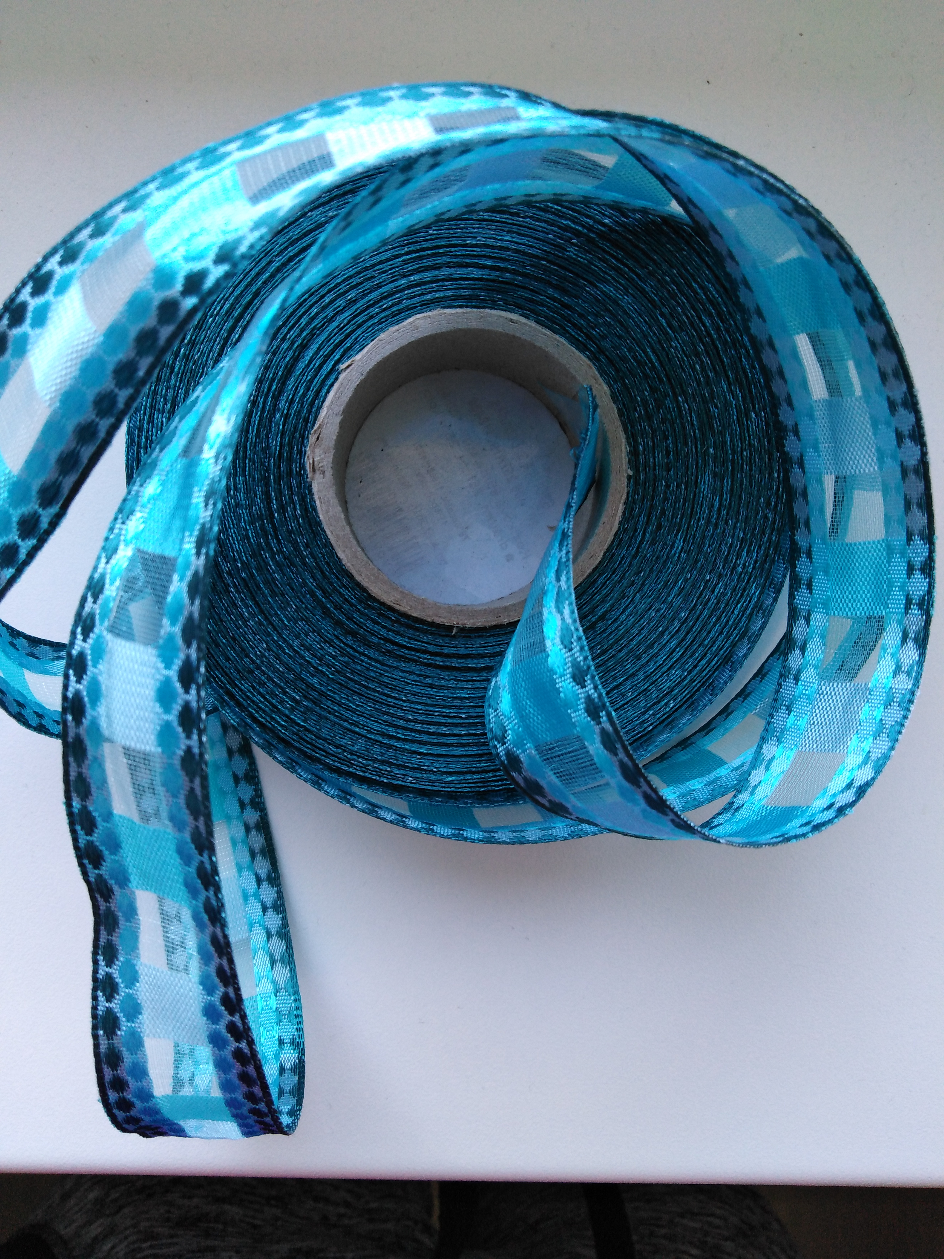 Stuha monofilová s drátem 25 mm modrá