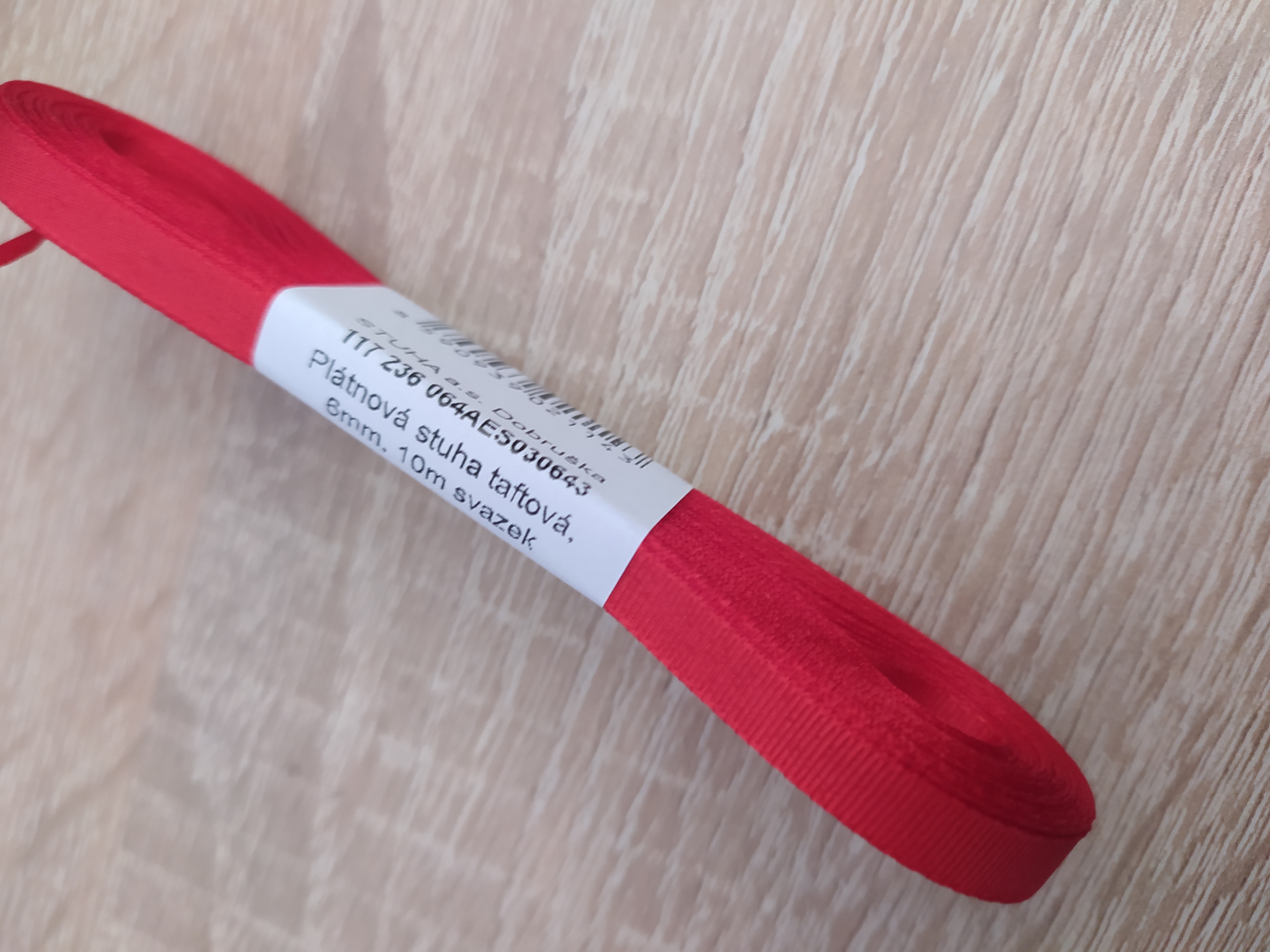 Stuha taftová 6 mm červená