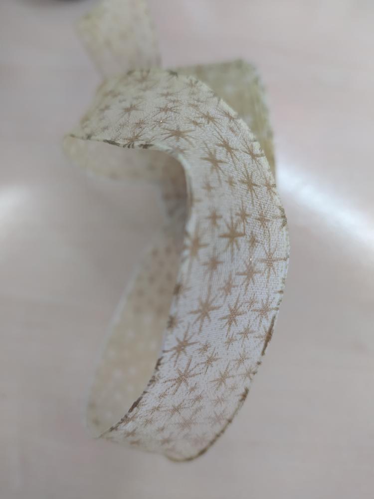 Stuha ozdobná s drátem 25 mm zlatá