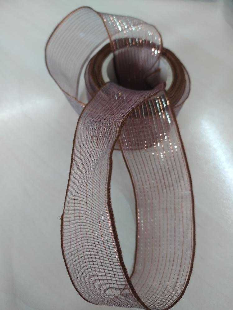 Stuha monofilová s drátem 40 mm tmavě hnědá