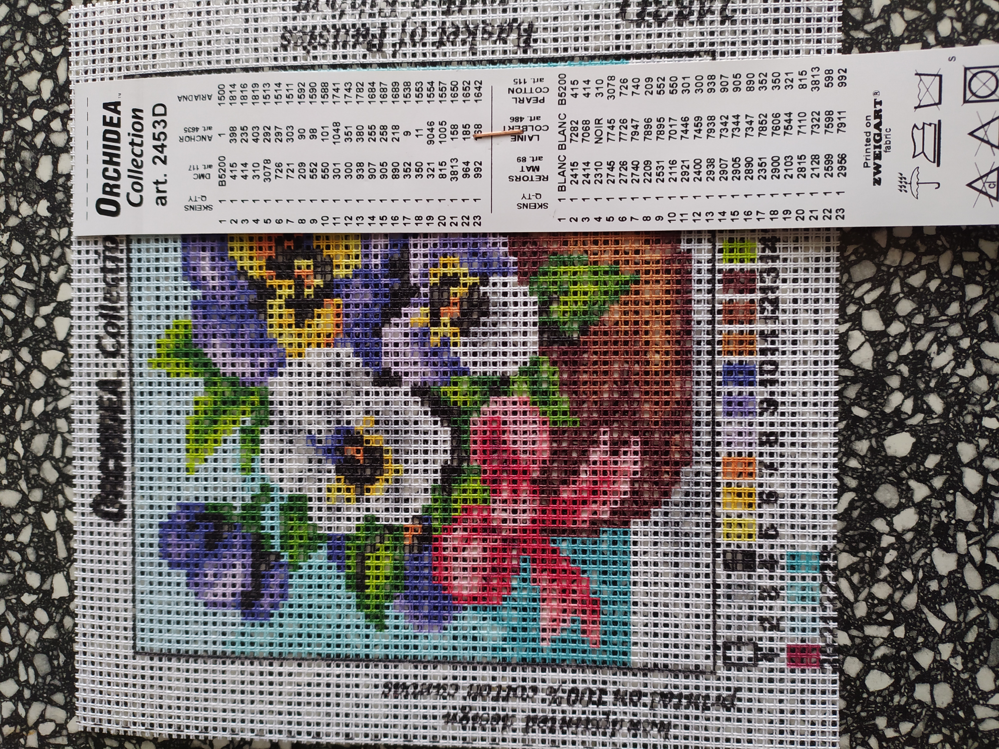 Předloha na vyšívání 15 x 15 cm květiny 9