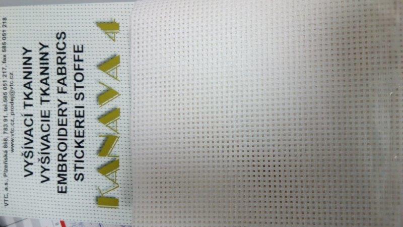 Látka na vyšívání - kanava 50 x 70 cm (41 oček/10 cm) bílá