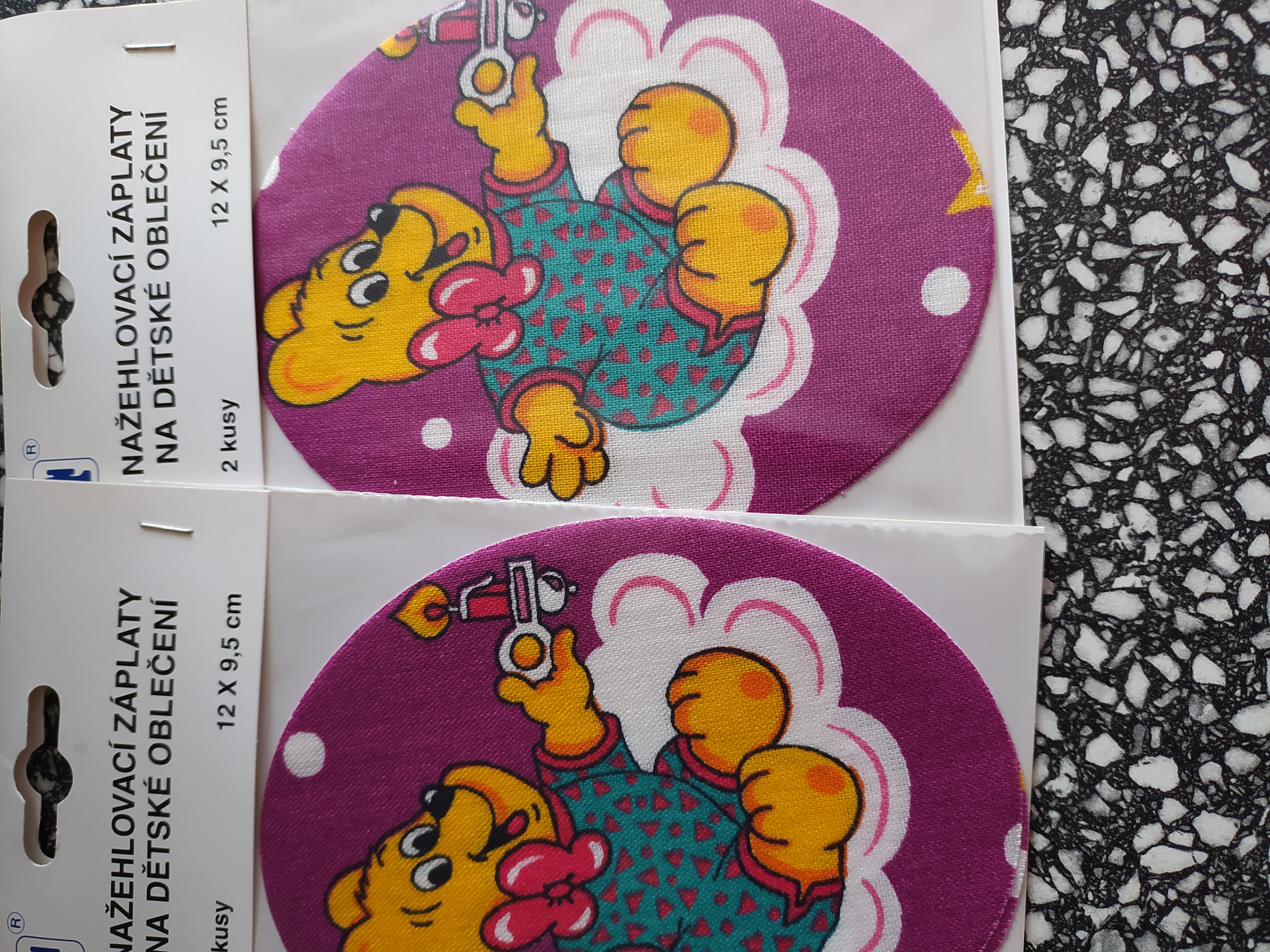 Dětské nažehlovací záplaty medvídek fialový