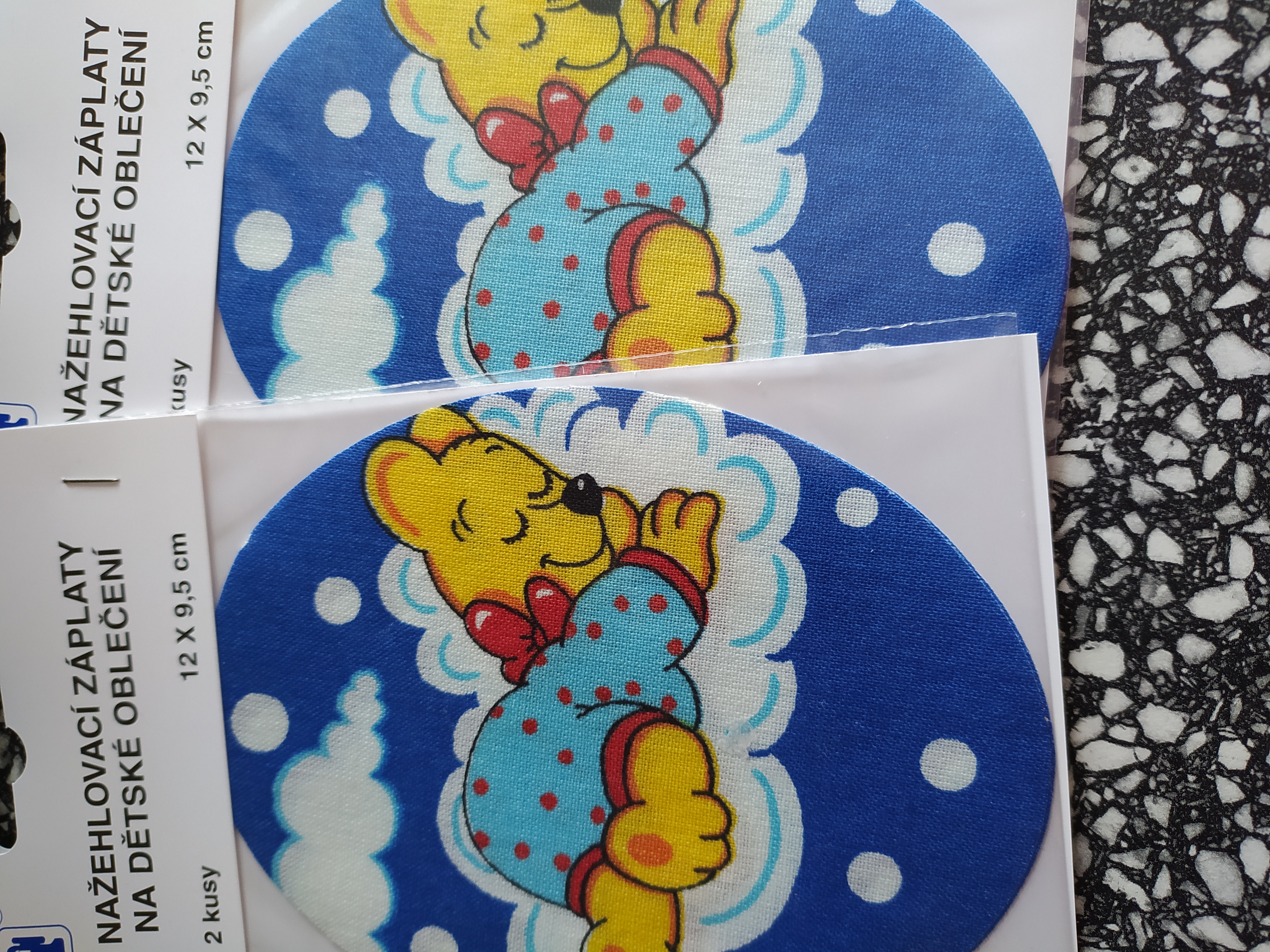 Dětské nažehlovací záplaty medvídek modrý