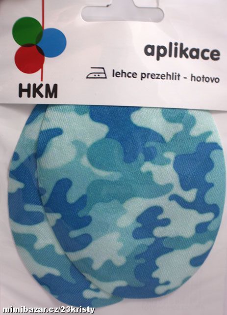 Záplaty zažehlovací potisk modrý maskáč