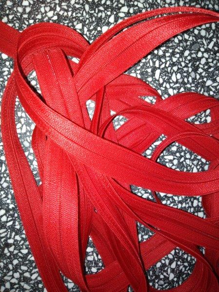 Zdrhovadlový pás - nekonečný zip WS0 3 mm červený